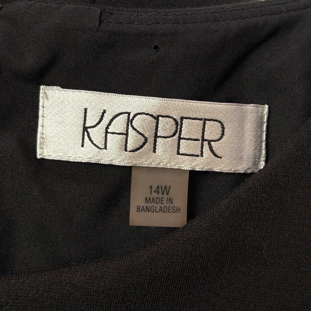 Kasper Faux Leather Waist Sleeveless Cocktail Career Dress Black Size 14W - Picture 5 of 6